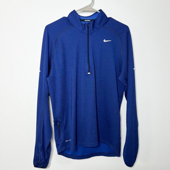 Nike Shirt M Blue Running Wool Half Zip Pullover Cold Weather Performance Wear - Picture 1 of 12